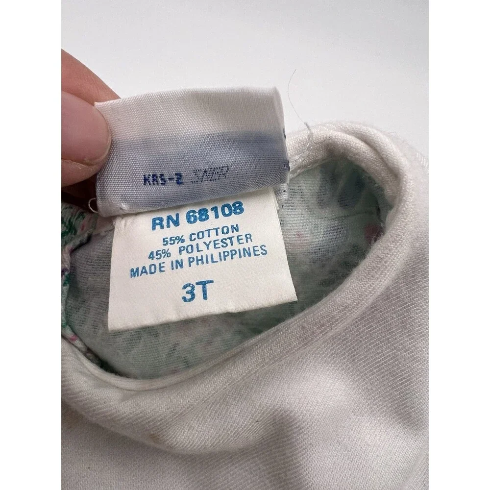 Vintage Rosey Kids Smocked Bishop Dress Girl 3T Blue Floral Embroidery